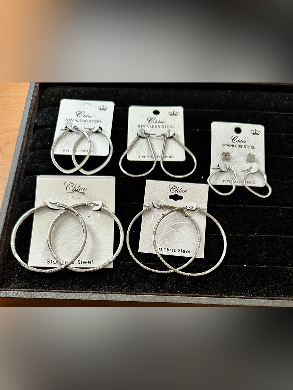 Chloe Silver Textured Hoop Earrings - Silver
